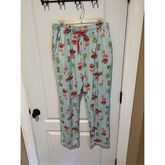 Pajamarama light blue flamingo pajama set “let’s jingle and flamingo” size L - Picture 2 of 13